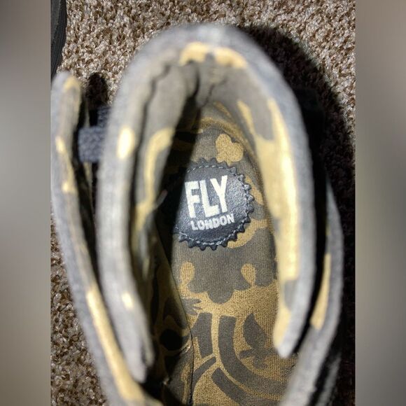 Fly London Black Lace Up Wedge Booties - Picture 2 of 5